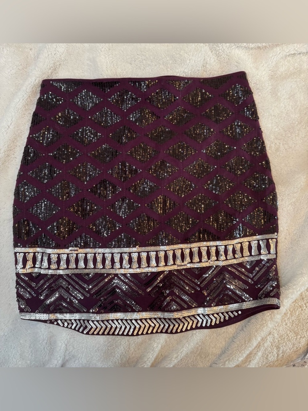 Express Purple Sequin Embellished Mini Skirt